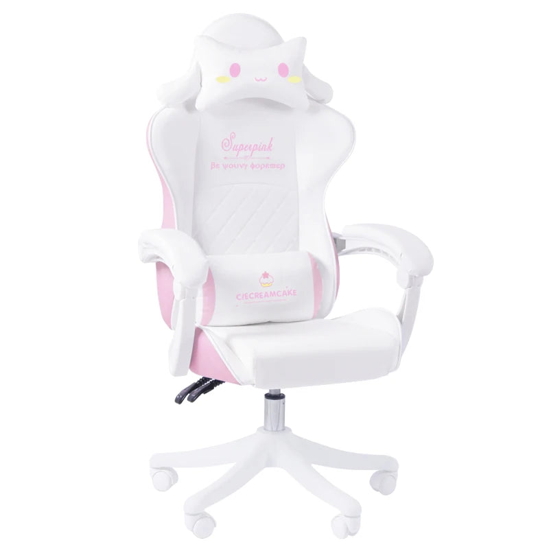 2024 Pink & White Letter Computer Chair Girls living room Study Chair Liftable Rotating Gaming Chair Promotion silla gamer