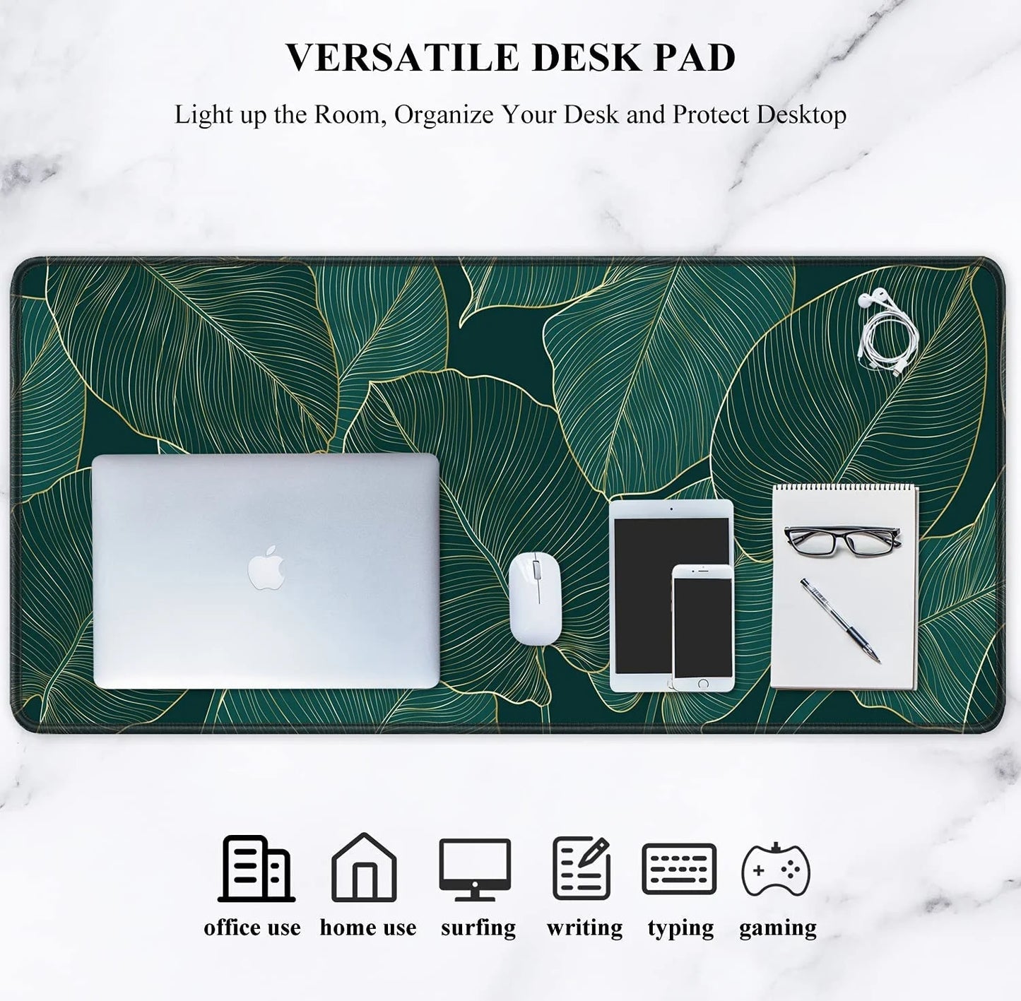 Mousepad Large Home Desk Mats Mouse Pad Green Tropical Plants Mat Office Soft Carpet Anti-slip Natural Rubber Desktop MousePads