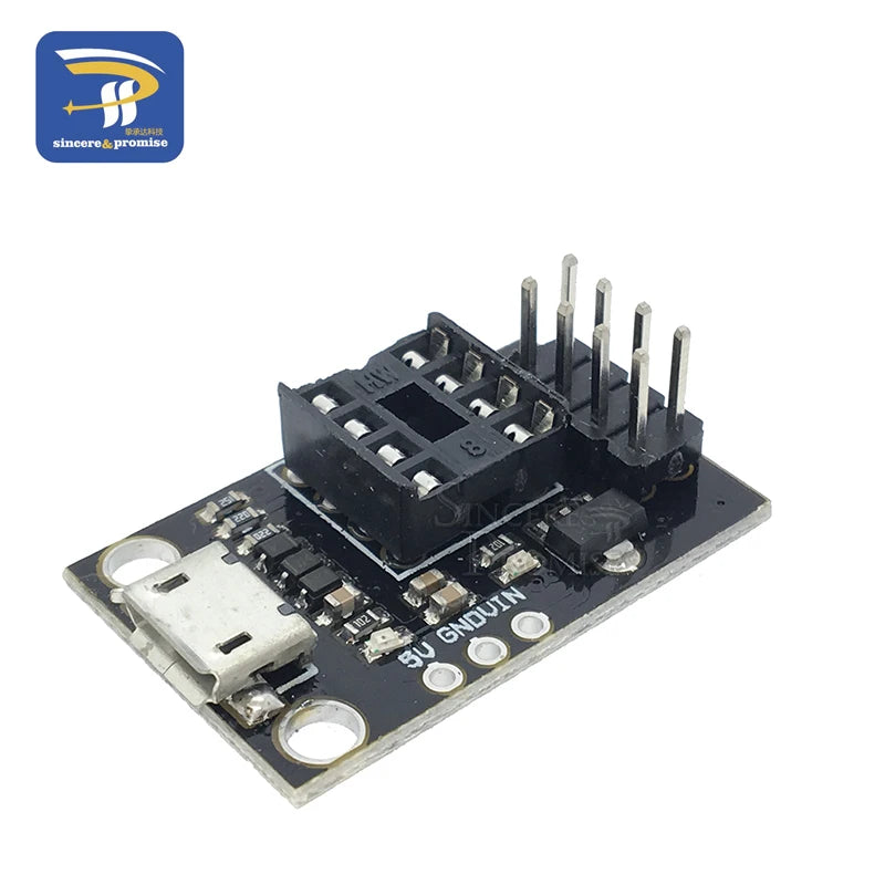 Pluggable ATTINY Development Board For ATtiny13A/ATtiny25/ATtiny45/ATtiny85 Programming Editor Micro Usb Power Connector