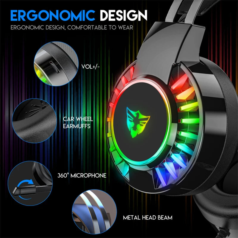 G105 RGB LED 3.5mm Wired Gaming Headset Surround Sound Stereo Noise Canceling Gaming Headphones with Microphone For PC Laptop