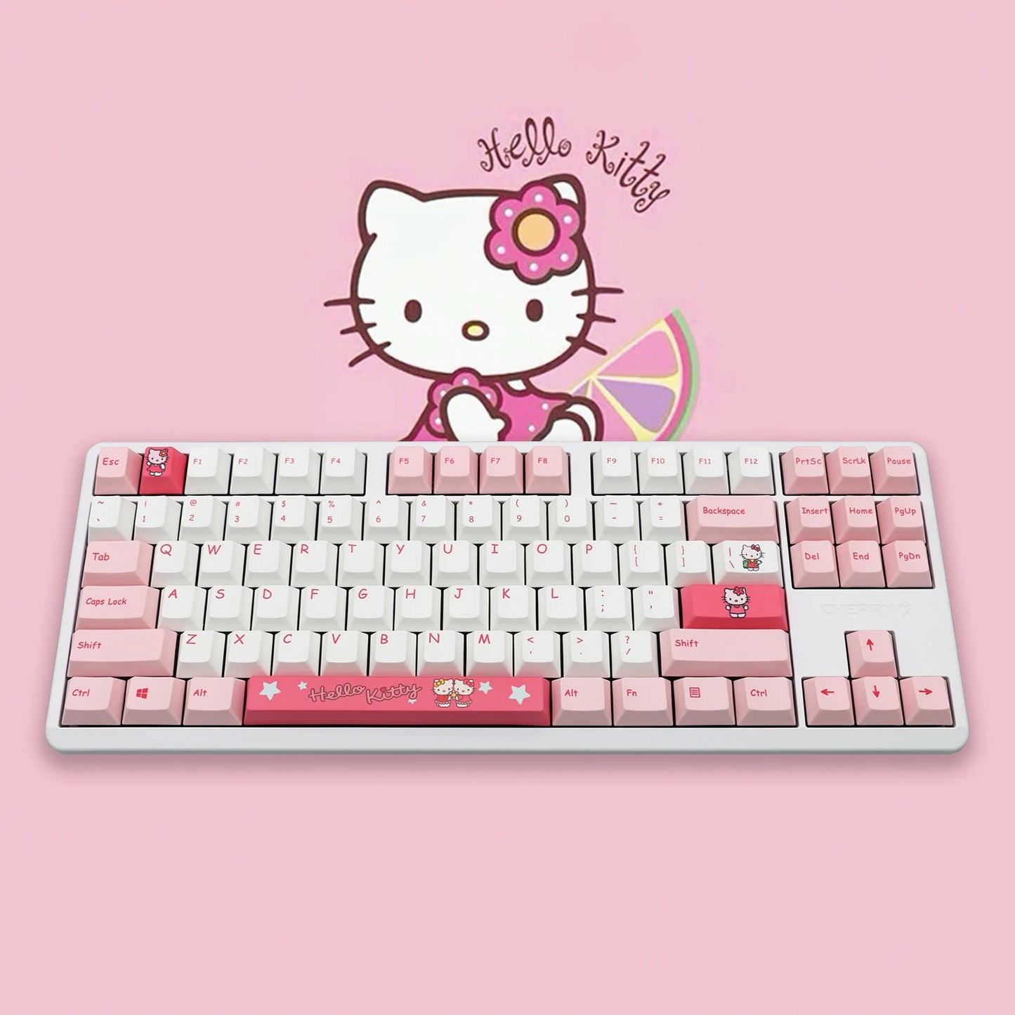 Sanrio 87/108 Keys Hello Kitty Mechanical Keyboard Anime Rgb Kawaii Customized For Home Office Laptop Computer For Pc Gamer