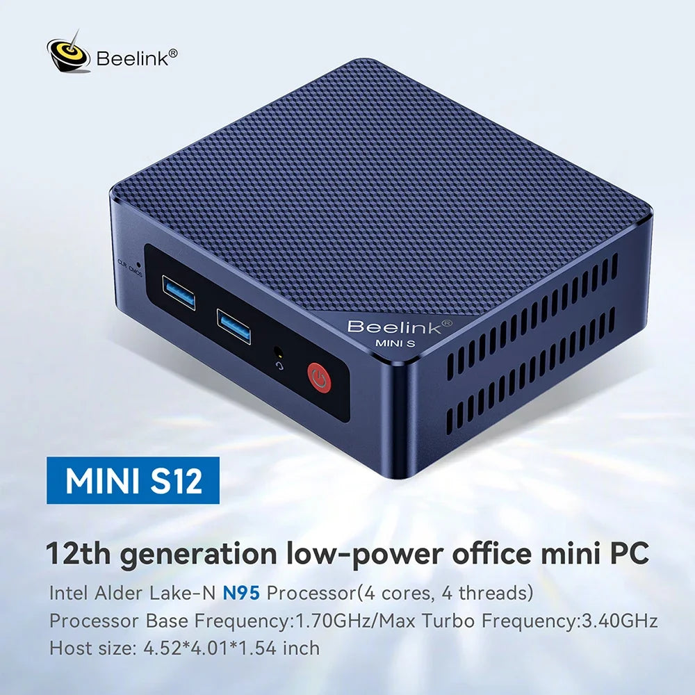 Beelink Mini S12 Pro N95 N100 MINI PC Windows 11 Pro DDR4 8GB 256GB 16GB 500GB WIFI BT Gaming Computer MINI S N5095 8GB 128GB