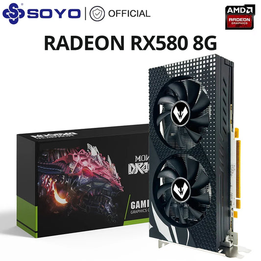 SOYO AMD Radeon RX580 8G Graphics Card GDDR5 Memory Video  Card HDMI DP DVI PCIE3.0x16 for Gaming Computer GPU Card