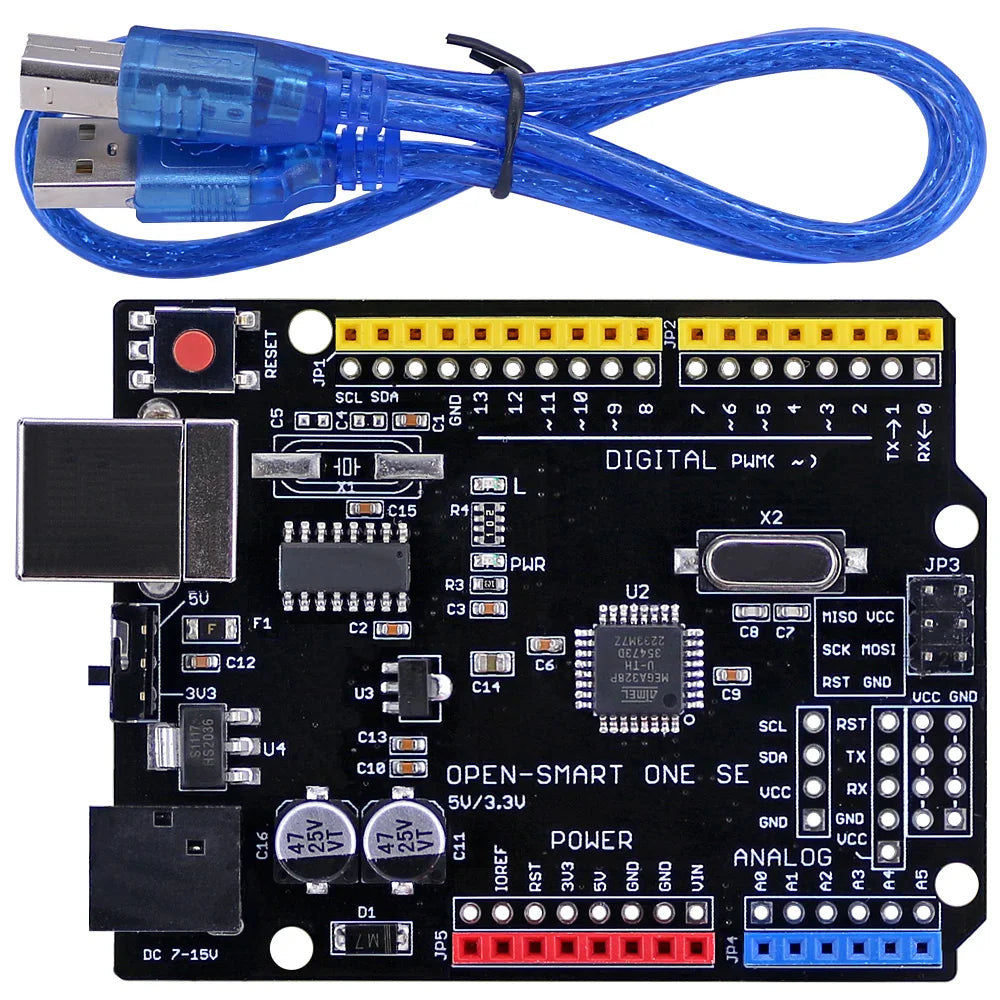 5V / 3.3V OPEN-SMART R3 Board (CH340) ATMEGA328P Chip Development Board with USB Cable Compatible for Arduino