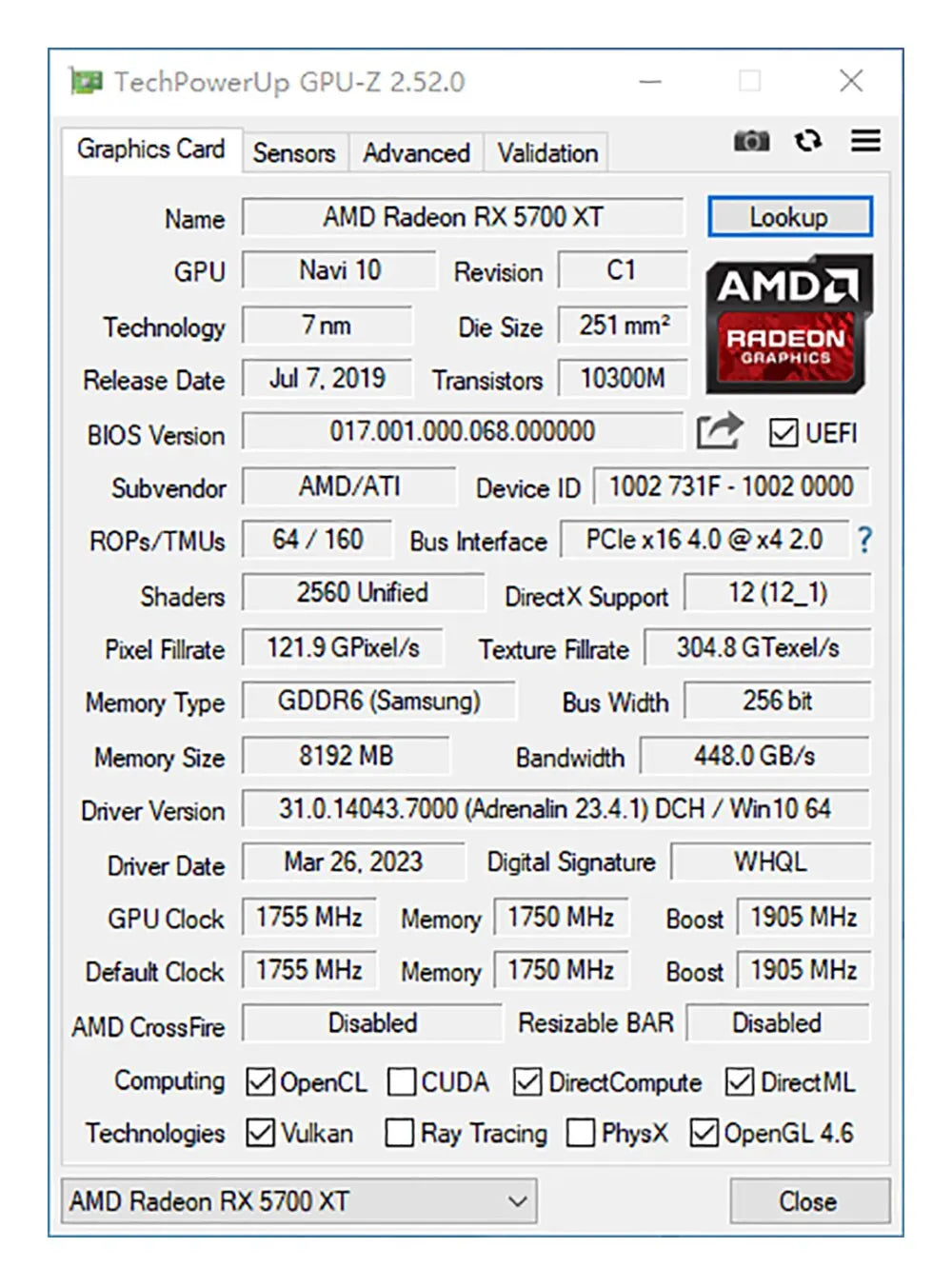 MLLSE AMD RX 5700 XT 8GB Graphics Card GDDR6 256Bit PCI-E 4.0×16 6+8Pin Radeon GPU Rx 5700XT Gaming Video Card Placa De Video