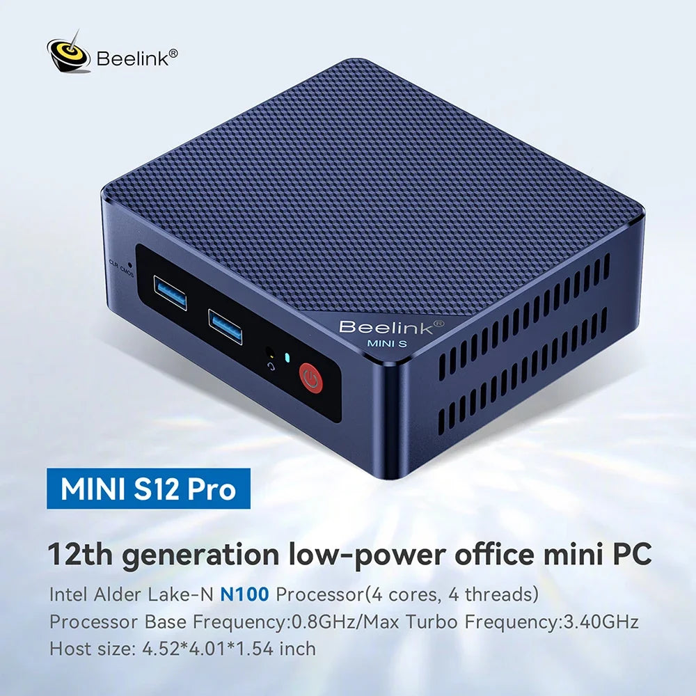 Beelink Mini S12 Pro N95 N100 MINI PC Windows 11 Pro DDR4 8GB 256GB 16GB 500GB WIFI BT Gaming Computer MINI S N5095 8GB 128GB