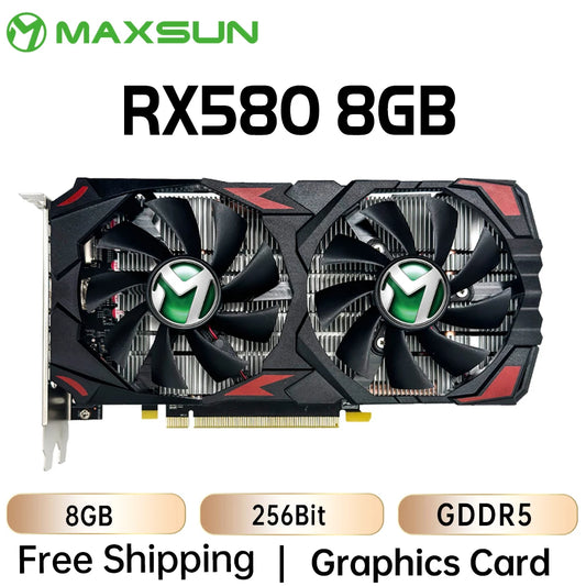 MAXSUN Graphics Cards AMD RX580 2048SP 8G GDDR5 256bit PCIE3.0 X16 Video Gaming Card Desktop Computer components GPU New RX 580