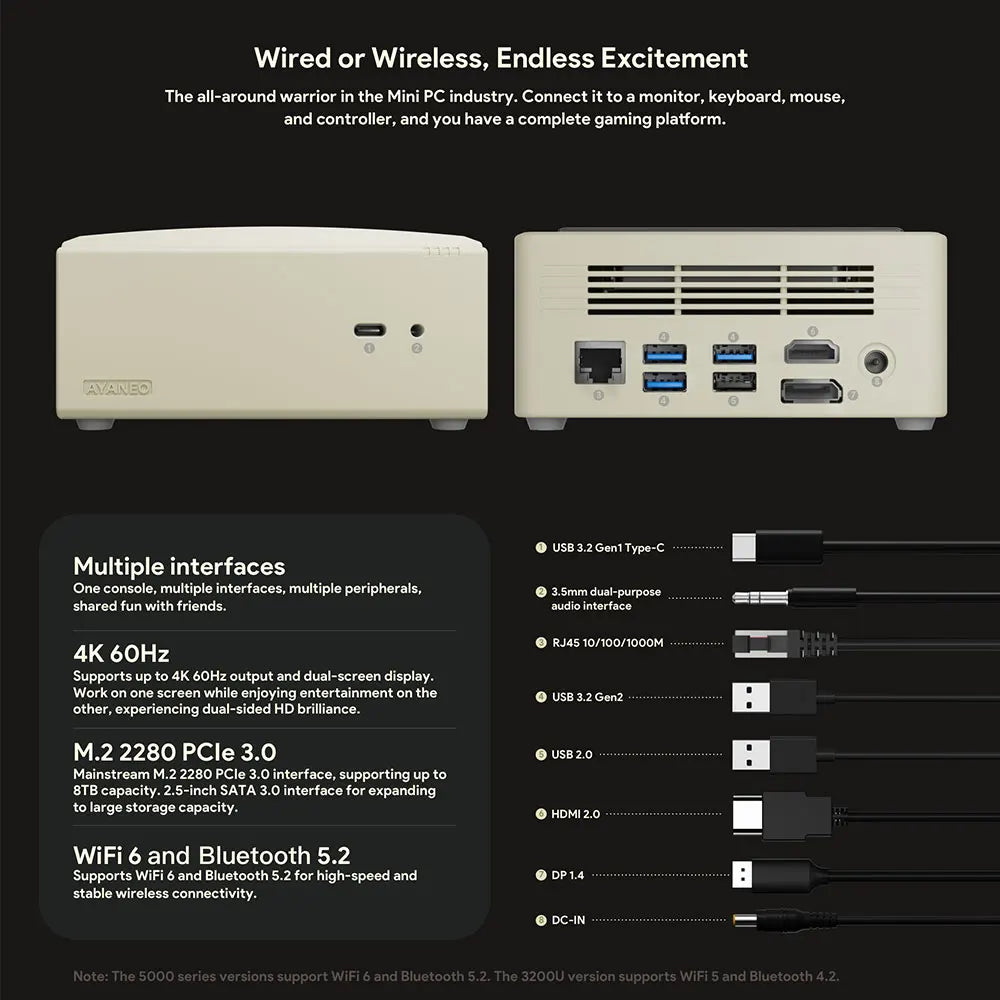 AYANEO AM01 Retro Mini PC AMD Ryzen 7 5800U 32G DDR4 512G/1T SSD NVMe SATA WIFI6 BT5.2 M.2 2230 Windows 11 Gaming Home Office