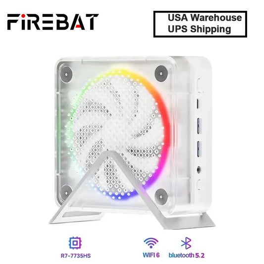 FIREBAT MINIPC AMD R7-7735HS 6600H Mini Pc Colorful Gamer 16GB 512GB DDR5 RJ45 Desktop Gaming Computer BT5.2 WIFI6 M.2 2280 SSD