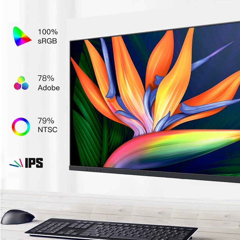 27inch Computer Monitor PC 4K UHD Monitor 60Hz IPS 1ms Adaptive-Sync VESA Mounting 100%sRGB Game Monitors HDMI-compatible/DP