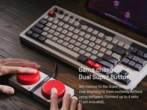 8Bitdo Retro Mechanical Keyboard Bluetooth 2.4G USB-C Hot Swappable Game Keyboard,Dual Programmable Buttons For Windows Android