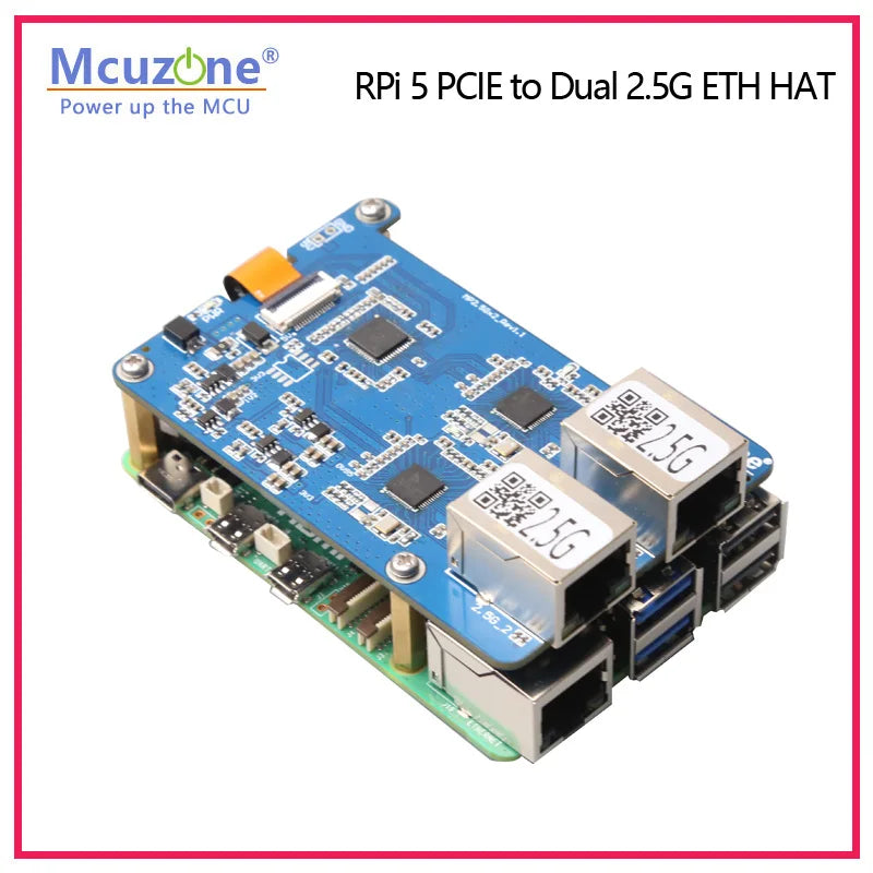 (MP2.5GD)Rasbperry Pi 5  PCIE to Dual 2.5G Ethernet HAT,RTL8125,support RPi OS and Ubuntu