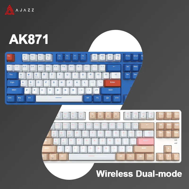 Ajazz AK871 Gaming Mechanical Keyboard Hot Swappable 87 Keys Wireless 2.4g Ergonomic Keyboards Hot Swap Keyboard Office Pc Gamer