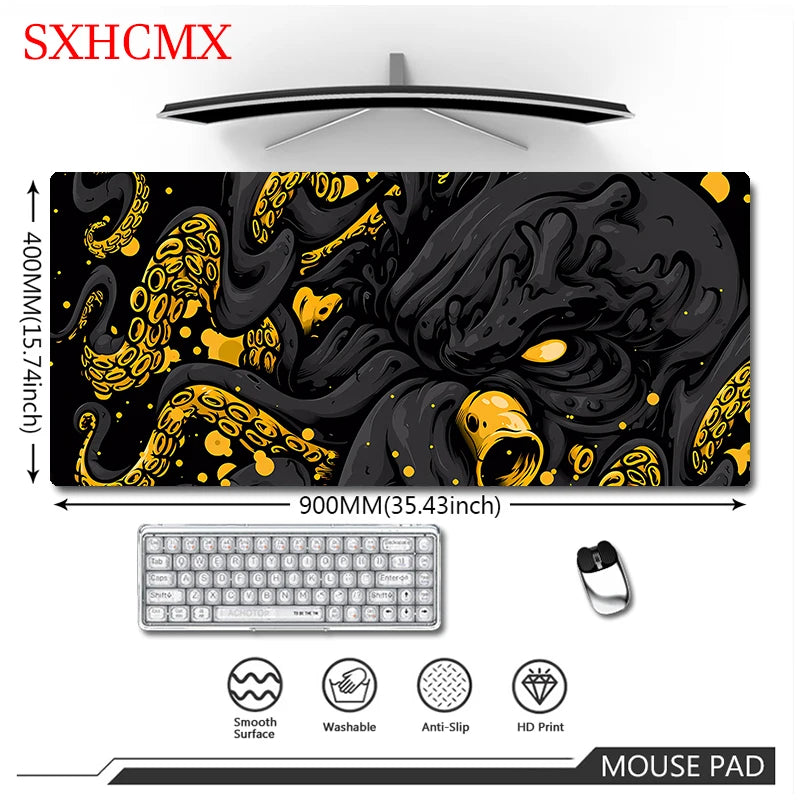 Large Mousepad Gamer Mousepads Keyboard Mat Desk Rug Octopus Monster Pc HD Desk Mats Company Oni Mouse Pad For Gift 90x40cm