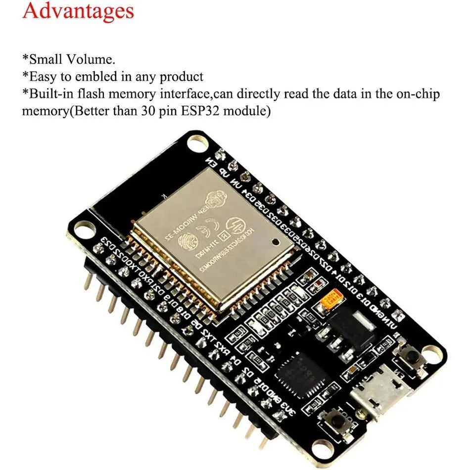 ESP-WROOM-32 ESP32 ESP-32S 2.4GHz Dual-Mode WiFi + Bluetooth Dual Cores Microcontroller Processor Integrated with Antenna RF AMP