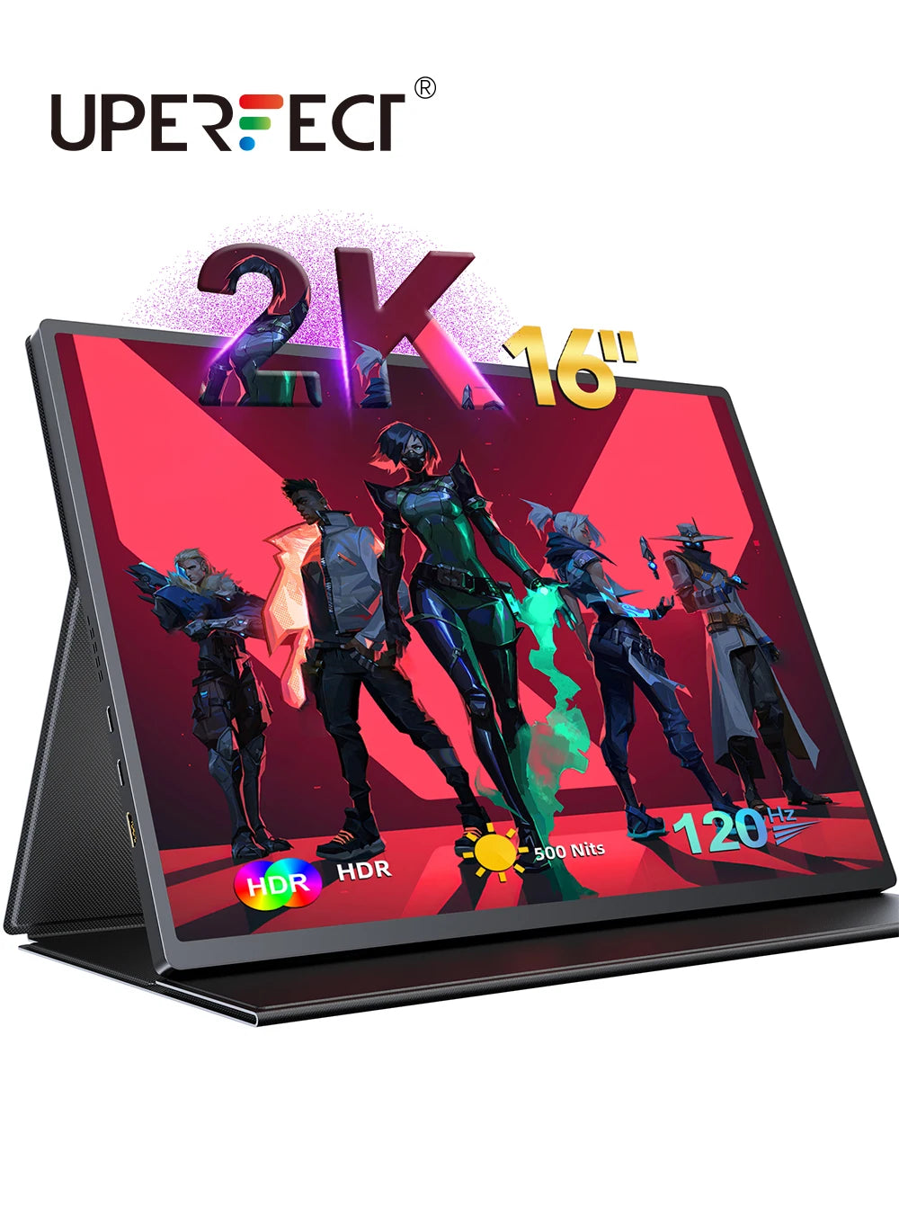 UPERFECT 16" 2K Portable Monitor 2560*1600 16:10 100%sRGB 500Cd/m² 120Hz Gaming Display For Xbox PS5 Switch Laptop Mac Phone