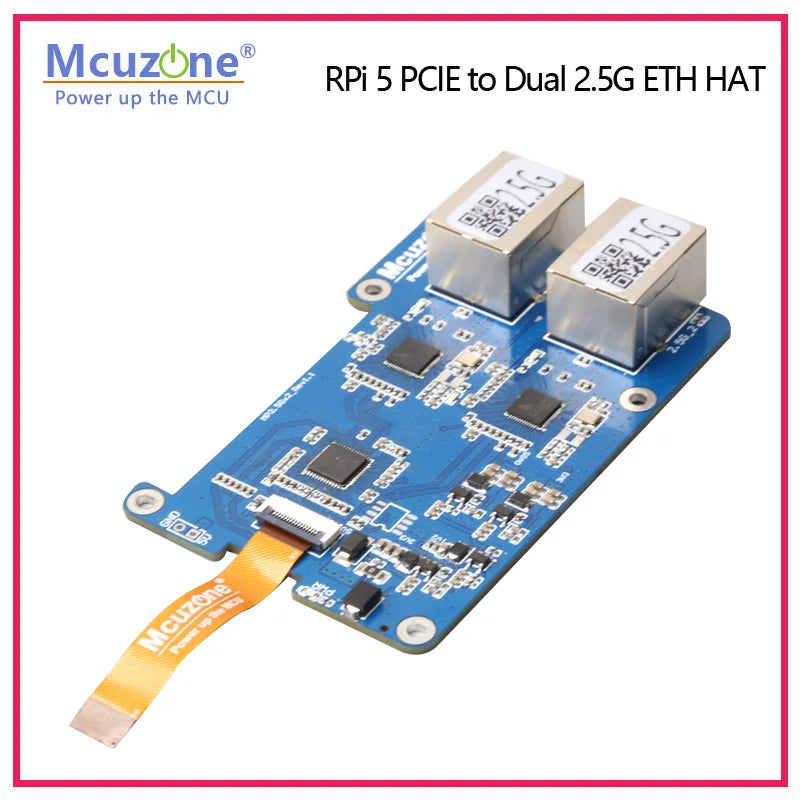 (MP2.5GD)Rasbperry Pi 5  PCIE to Dual 2.5G Ethernet HAT,RTL8125,support RPi OS and Ubuntu