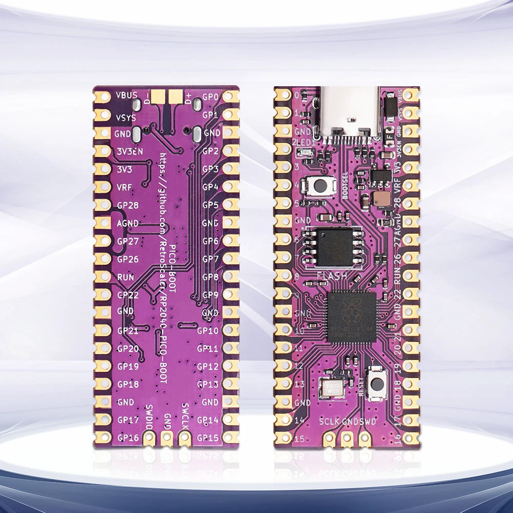 2024 Newest Raspberry Pi Pico Purple Board RP2040 Dual-Core 264KB of SRAM 16MB Flash Memory Low-Power Sleep