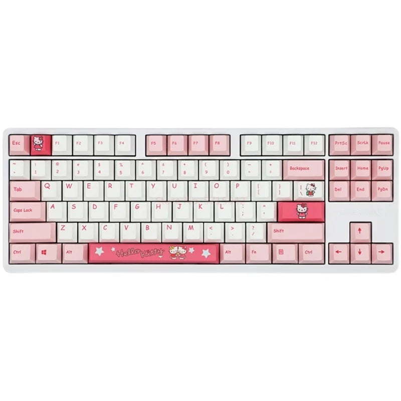 Sanrio 87/108 Keys Hello Kitty Mechanical Keyboard Anime Rgb Kawaii Customized For Home Office Laptop Computer For Pc Gamer