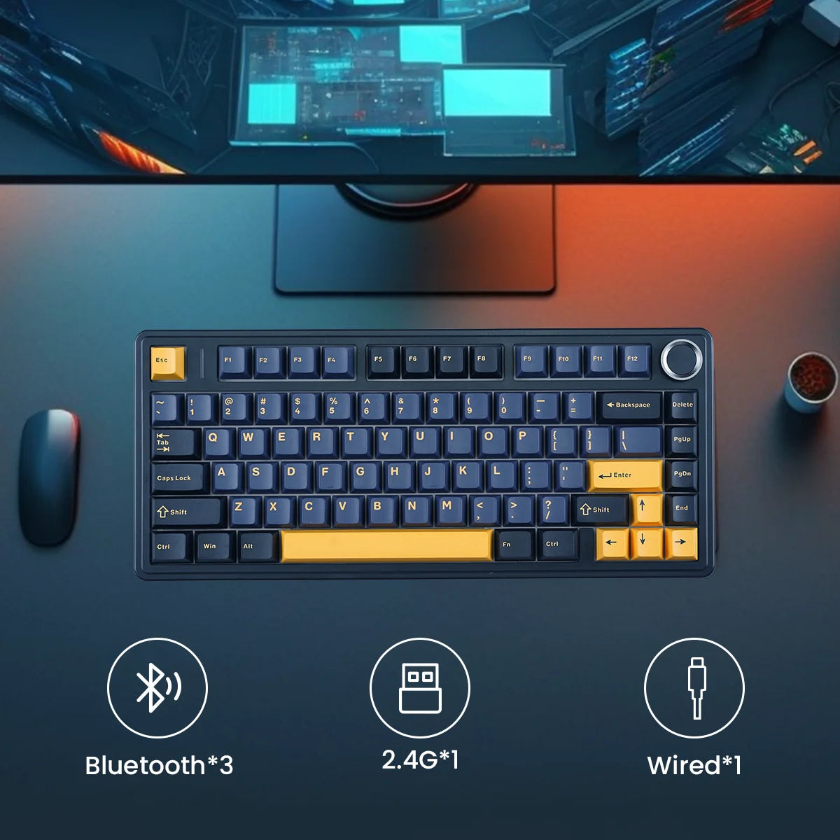 MATHEW TECH-Aula F75 Mechanical Keyboard 80 Key with Gasket Structure Full-key Three-mode Bluetooth E-sports for Gaming Office