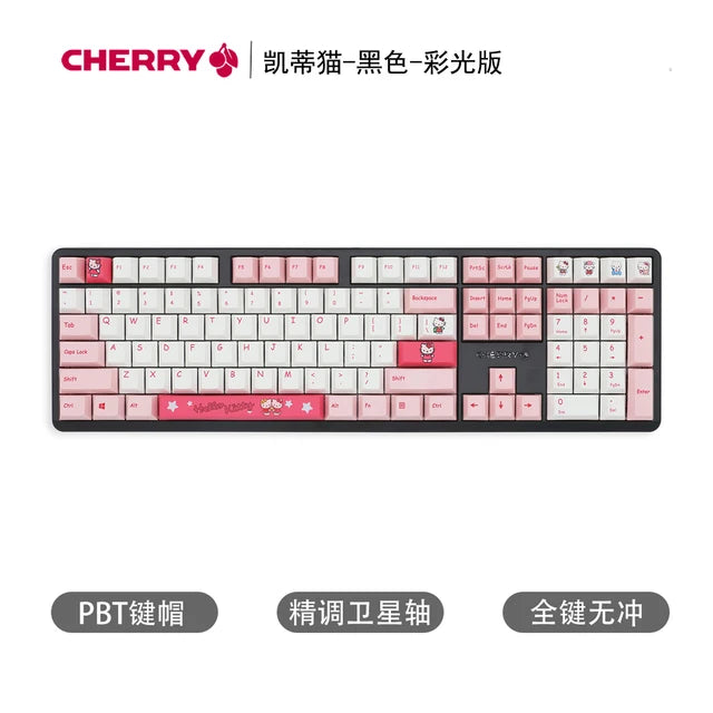 Sanrio 87/108 Keys Hello Kitty Mechanical Keyboard Anime Rgb Kawaii Customized For Home Office Laptop Computer For Pc Gamer